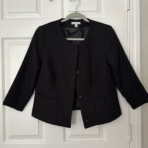 New York and Company black blazer, size 2, 3/4 length sleeves.